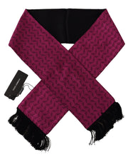 Load image into Gallery viewer, Dolce &amp; Gabbana Magenta Geometric Patterned Shawl Fringe Silk Scarf
