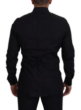 Load image into Gallery viewer, Dolce &amp; Gabbana Elegant Black Slim Fit Dress Shirt with Crown Embroidery
