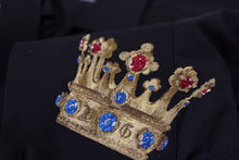 Load image into Gallery viewer, Dolce &amp; Gabbana Elegant Black Slim Fit Dress Shirt with Crown Embroidery
