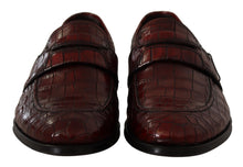 Load image into Gallery viewer, Dolce &amp; Gabbana Exotic Croc Leather Bordeaux Loafers
