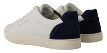 Load image into Gallery viewer, Dolce &amp; Gabbana Elegant White and Blue Low-Top Leather Sneakers
