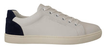 Load image into Gallery viewer, Dolce &amp; Gabbana Elegant White and Blue Low-Top Leather Sneakers
