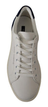 Load image into Gallery viewer, Dolce &amp; Gabbana Elegant White and Blue Low-Top Leather Sneakers
