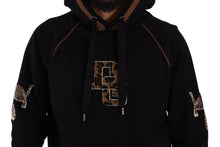 Load image into Gallery viewer, Dolce &amp; Gabbana Black Brown Leopard Cotton Hooded Pullover Sweater
