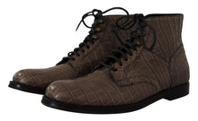 Load image into Gallery viewer, Dolce &amp; Gabbana Elegant Crocodile Derby Brogue Boots
