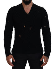 Load image into Gallery viewer, Dolce &amp; Gabbana Elegant Black Wool-Blend V-Neck Sweater
