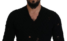 Load image into Gallery viewer, Dolce &amp; Gabbana Elegant Black Wool-Blend V-Neck Sweater
