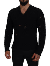 Load image into Gallery viewer, Dolce &amp; Gabbana Elegant Black Wool-Blend V-Neck Sweater
