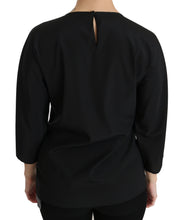 Load image into Gallery viewer, Dolce &amp; Gabbana Elegant Black Silk Stretch Embroidered Top
