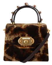 Load image into Gallery viewer, Dolce &amp; Gabbana Elegant Giraffe Pattern Welcome Bag with Gold Accents
