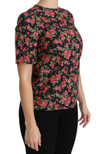 Load image into Gallery viewer, Dolce &amp; Gabbana Elegant Black Floral Crew Neck Top
