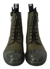 Load image into Gallery viewer, Dolce &amp; Gabbana Chic Military Green Leather Ankle Boots
