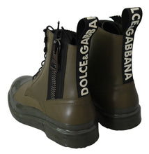 Load image into Gallery viewer, Dolce &amp; Gabbana Chic Military Green Leather Ankle Boots
