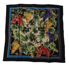 Load image into Gallery viewer, Dolce &amp; Gabbana Black Vineyard Print Square Handkerchief Silk Scarf
