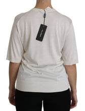 Load image into Gallery viewer, Dolce &amp; Gabbana Elegant White Silk Crew Neck Top
