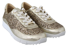 Load image into Gallery viewer, Jimmy Choo Antique Gold Glitter Leather Sneakers
