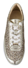 Load image into Gallery viewer, Jimmy Choo Antique Gold Glitter Leather Sneakers
