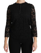 Load image into Gallery viewer, Dolce &amp; Gabbana Elegant Black Lace Crew Neck Blouse
