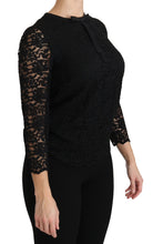 Load image into Gallery viewer, Dolce &amp; Gabbana Elegant Black Lace Crew Neck Blouse
