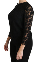 Load image into Gallery viewer, Dolce &amp; Gabbana Elegant Black Lace Crew Neck Blouse
