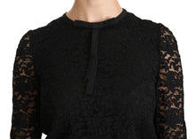 Load image into Gallery viewer, Dolce &amp; Gabbana Elegant Black Lace Crew Neck Blouse

