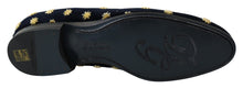 Load image into Gallery viewer, Dolce &amp; Gabbana Blue Velvet Crown Slippers Loafers Shoes
