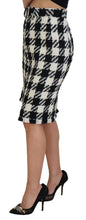 Load image into Gallery viewer, Dolce &amp; Gabbana Elegant Houndstooth High-Waist Knee-Length Skirt
