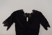 Load image into Gallery viewer, Dolce &amp; Gabbana Black Sheath Midi Bodycon Lace Silk Dress
