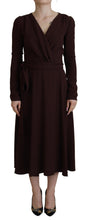 Load image into Gallery viewer, Dolce &amp; Gabbana Elegant Brown Long Sleeve Wrap Dress
