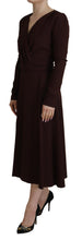 Load image into Gallery viewer, Dolce &amp; Gabbana Elegant Brown Long Sleeve Wrap Dress
