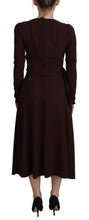 Load image into Gallery viewer, Dolce &amp; Gabbana Elegant Brown Long Sleeve Wrap Dress
