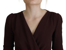 Load image into Gallery viewer, Dolce &amp; Gabbana Elegant Brown Long Sleeve Wrap Dress
