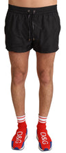 Load image into Gallery viewer, Dolce &amp; Gabbana Elegant Black KING Motive Swim Trunks
