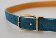 Load image into Gallery viewer, Dolce &amp; Gabbana Elegant Blue Velvet Leather Belt
