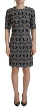 Load image into Gallery viewer, Dolce &amp; Gabbana Black Gray Jacquard Sheath Bodycon Dress

