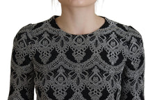 Load image into Gallery viewer, Dolce &amp; Gabbana Black Gray Jacquard Sheath Bodycon Dress
