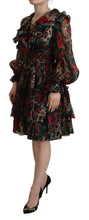 Load image into Gallery viewer, Dolce &amp; Gabbana Silk Leopard Print &amp; Red Roses Dress
