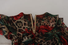 Load image into Gallery viewer, Dolce &amp; Gabbana Silk Leopard Print &amp; Red Roses Dress
