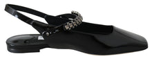 Load image into Gallery viewer, Jimmy Choo Elegant Black Patent Flats with Crystal Accent
