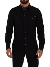 Load image into Gallery viewer, Dolce &amp; Gabbana Black Slim Cotton Denim Stretch Shirt
