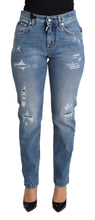 Load image into Gallery viewer, Dolce &amp; Gabbana Blue Tattered Skinny Denim Cotton Blend Jeans
