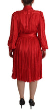 Load image into Gallery viewer, Dolce &amp; Gabbana Elegant Red Silk Midi Dress with Button Detail
