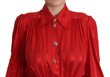 Load image into Gallery viewer, Dolce &amp; Gabbana Elegant Red Silk Midi Dress with Button Detail
