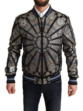 Load image into Gallery viewer, Dolce &amp; Gabbana Elegant Jacquard Bomber Jacket in Blue
