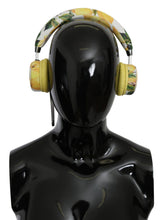 Load image into Gallery viewer, Dolce &amp; Gabbana Chic White Leather Headphones with Yellow Print
