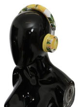 Load image into Gallery viewer, Dolce &amp; Gabbana Chic White Leather Headphones with Yellow Print
