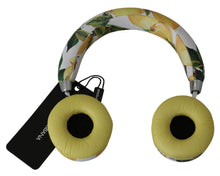 Load image into Gallery viewer, Dolce &amp; Gabbana Chic White Leather Headphones with Yellow Print
