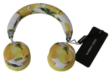 Load image into Gallery viewer, Dolce &amp; Gabbana Chic White Leather Headphones with Yellow Print
