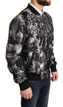 Load image into Gallery viewer, Dolce &amp; Gabbana Elegant Black Bomber Jacket with Silver Details
