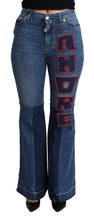 Load image into Gallery viewer, Dolce &amp; Gabbana Blue Amore Patch Boot Cut Cotton Stretch Pant
